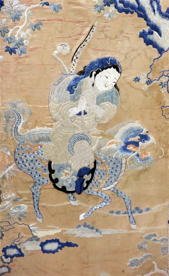 A Chinese foreign ambassadors silk embroidery, late Ming/early Qing Dynasty (17th century),	